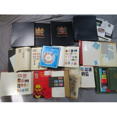 156 - EIGHT ALBUMS OF BRITISH, COMMONWEALTTH AND WORLD STAMPS, several empty albums together with a large ... 