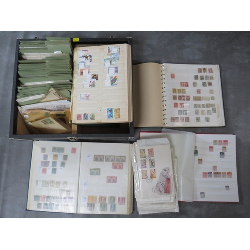 177 - FOUR STAMP ALBUMS / STOCKBOOKS CONTAINING MAINLY SPANISH STAMPS, together with a collection of first... 