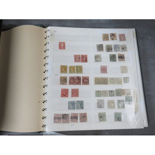 177 - FOUR STAMP ALBUMS / STOCKBOOKS CONTAINING MAINLY SPANISH STAMPS, together with a collection of first... 