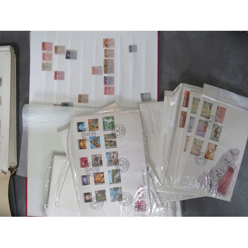 177 - FOUR STAMP ALBUMS / STOCKBOOKS CONTAINING MAINLY SPANISH STAMPS, together with a collection of first... 