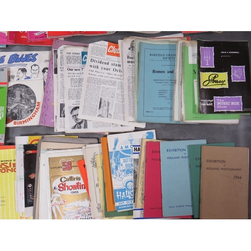 199 - A TRAY OF VINTAGE EPHEMERA TO INCLUDE MAINLY 1960s THEATRE PROGRAMMES, 'The Blues 1875 to 1956' maga... 