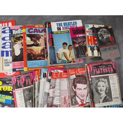 227 - A TRAY OF MUSIC INTEREST ITEMS TO INCLUDE BEATLEMANIA LP RECORD, The Beatles Rock n Roll Music Volum... 