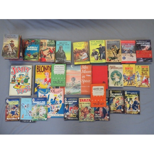 187 - A TRAY OF CHILDREN'S COLLECTABLE BOOKS, to inlcude Billy Bunter first edition, Biggles etc., plus 19... 