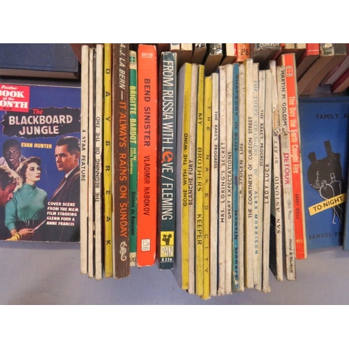 190 - THREE TRAYS OF VINTAGE PAPERBACK BOOKS, one of film tie-ins, one of TV programme tie-ins and one of ... 