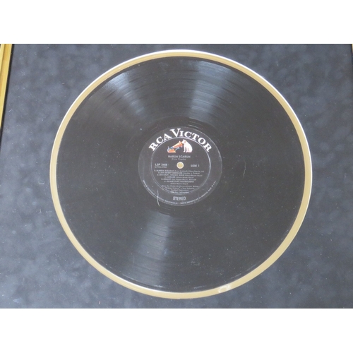 230 - A MOUNTED ELVIS PRESLEY HARUM SCARUM RCA VICTOR VINYL RECORD AND RECORD SLEEVE, signed by Elvis Pres... 