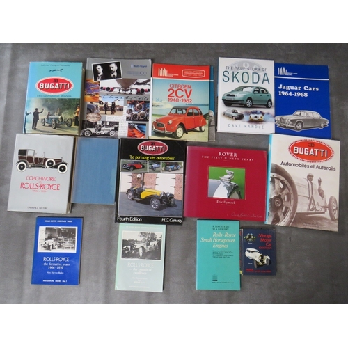 197 - A QUANTITY OF BOOKS ON MOTORING MANUFACTURERS, mainly Bugatti, Rolls Royce, (15)