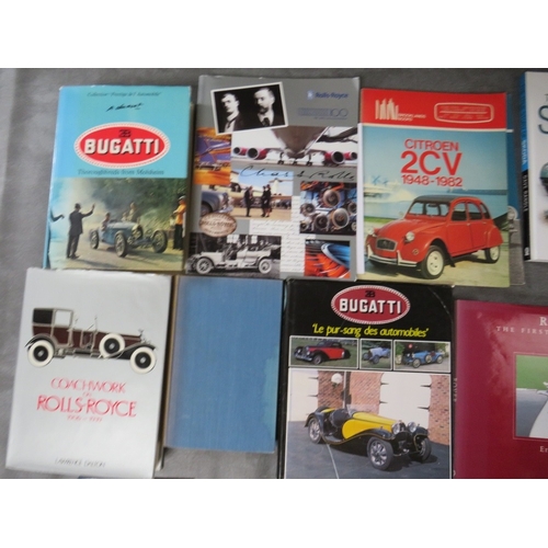 197 - A QUANTITY OF BOOKS ON MOTORING MANUFACTURERS, mainly Bugatti, Rolls Royce, (15)