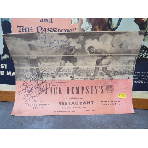 233 - 'THE PRIDE AND THE PASSION' FRAMED ADVERTISING POSTER, together with Jack Dempsey Restaurant menu si... 