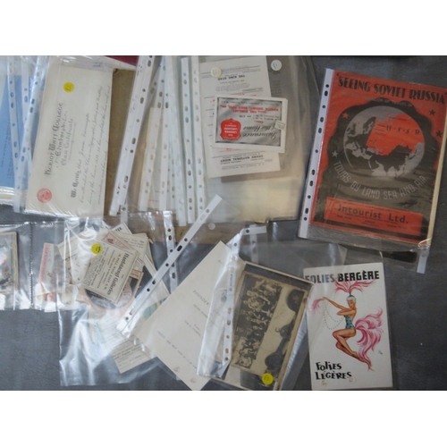 206 - A TRAY OF VINTAGE EPHEMERA, to include photographs, postcards, collectors cards, deeds, sheet music,... 