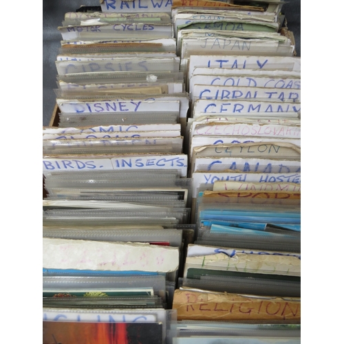 218 - A TRAY OF VINTAGE POSTCARDS, sorted by subject / country