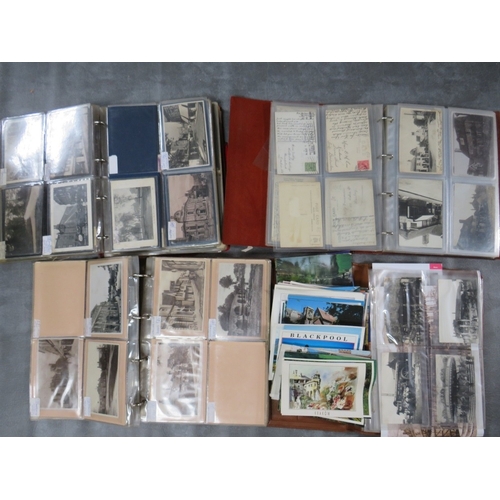 219 - FOUR POSTCARD ALBUMS AND CONTENTS, contents to include vintage examples, British street scenes etc. ... 