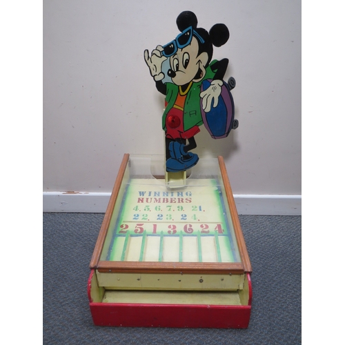 516 - A 'WINNING NUMBERS' ARCADE GAME, with hand-painted Mickey Mouse moving mascot, constructed mainly fr... 