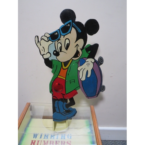 516 - A 'WINNING NUMBERS' ARCADE GAME, with hand-painted Mickey Mouse moving mascot, constructed mainly fr... 