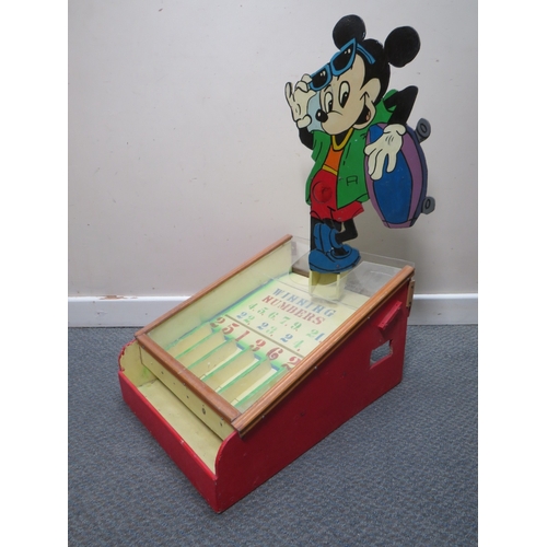 516 - A 'WINNING NUMBERS' ARCADE GAME, with hand-painted Mickey Mouse moving mascot, constructed mainly fr... 