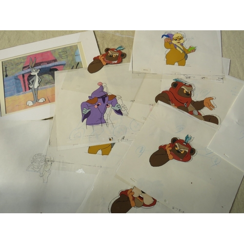 300 - A GROUP OF ANIMATION CELLS, to include Bugs Bunny, Daffy Duck, Cat R Waul, Dopey etc., some mounted ... 