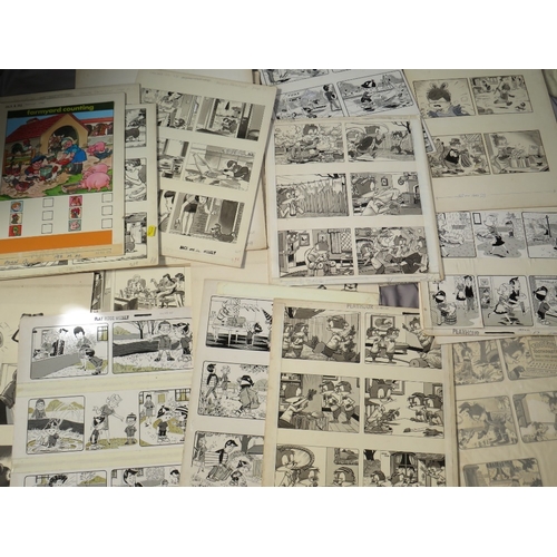 304 - A QUANTITY OF ORIGINAL COMIC ART WORKS ON CARD FOR JACK AND JILL WEEKLY, Annual and Holiday Special ... 