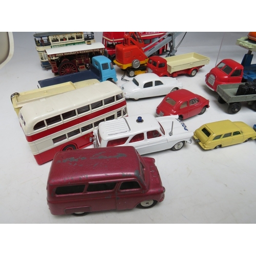 443 - A TRAY OF PLAYWORN VEHICLES BY MAINLY CORGI, Lesney Triang etc., to include vintage examples, Corgi ... 