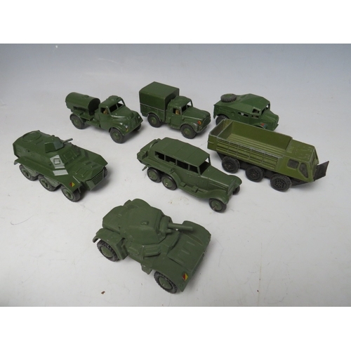 444 - A TRAY CONTAINING TWENTY THREE DINKY MILITARY VEHICLES, to include tank transporter Centurion tank, ... 