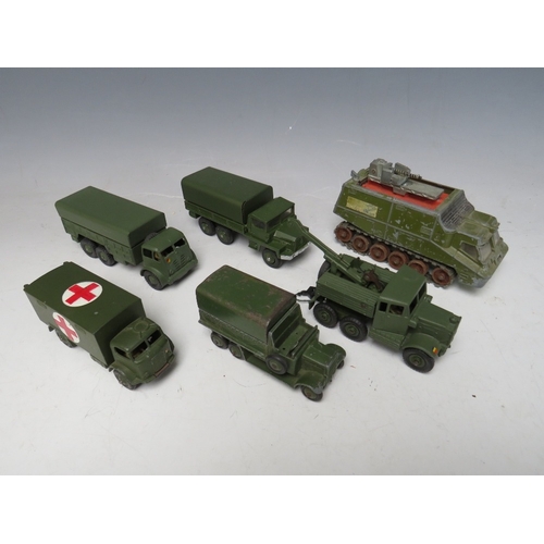 444 - A TRAY CONTAINING TWENTY THREE DINKY MILITARY VEHICLES, to include tank transporter Centurion tank, ... 