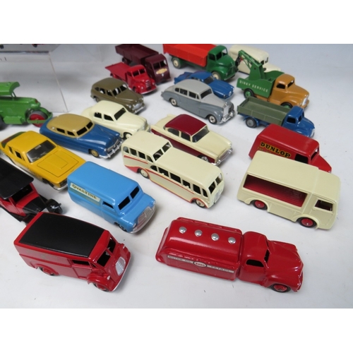 446 - A TRAY CONTAINING FORTY FOUR VINTAGE DINKY VEHICLES, to include Leyland Comet, observation coach, Co... 