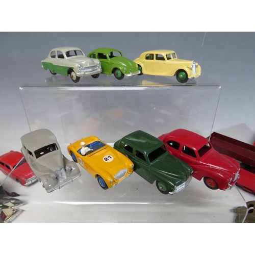 446 - A TRAY CONTAINING FORTY FOUR VINTAGE DINKY VEHICLES, to include Leyland Comet, observation coach, Co... 