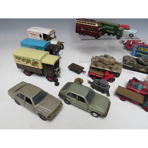 449 - A TRAY OF PLAYWORN DIE CAST TO INCLUDE DINKY UFO INTERCEPTOR, Dinky Hawker Siddeley aeroplane, Corgi... 