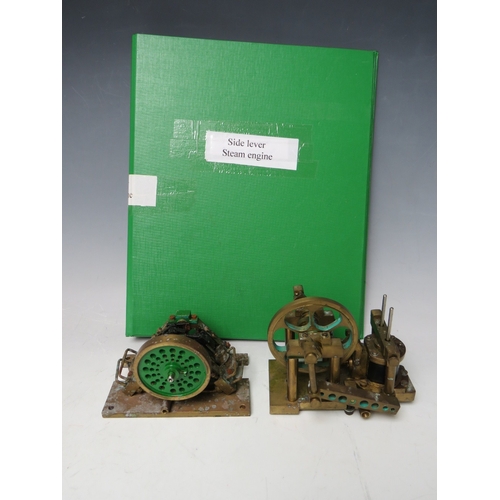 383 - A PAIR OF STEAM ENGINES WITH BUILD INSTRUCTIONS / PLANS, to include side lever engine and double dia... 