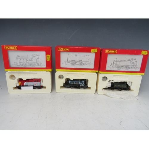 406 - THREE BOXED HORNBY 00 GAUGE SCALE LOCOMOTIVES / SHUNTERS, to include industrial locomotive 101, 0-4-... 