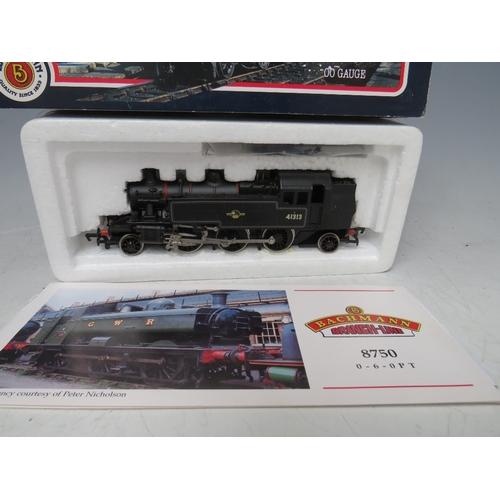 408 - THREE BOXED BACHMANN 00 GAUGE SCALE TANKS, to include 32201 Pannier tank 8763 BR black, 31452 Ivatt ... 