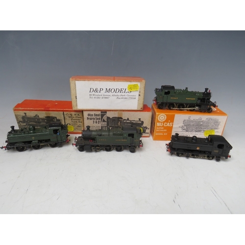 411 - FOUR 00 GAUGE SCALE TANK MODEL KITS, to include BR 1635, 0-6-0, black GWR, 5520, 2-6-2, green GWR 87... 