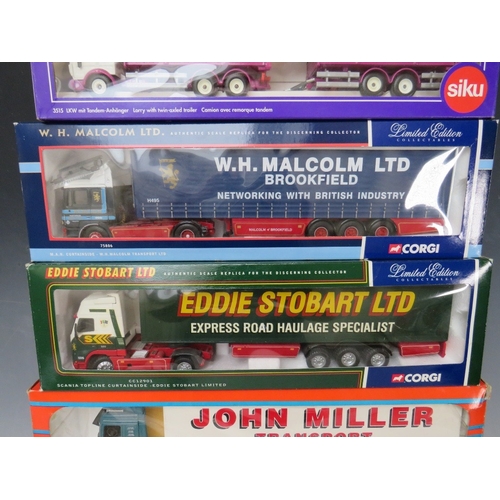 459 - TWO BOXED TENKO 1:50 SCALE ARTICULATED LORRIES AND TRAILERS, to include Girvan International Scania ... 