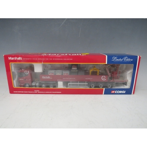 461 - THREE BOXED CORGI 1:50 SCALE ARTICULATED LORRIES AND TRAILERS, to include Marshalls Scania dropside ... 