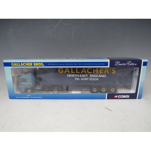 466 - FOUR BOXED CORGI 1:50 SCALE ARTICULATED LORRIES AND TRAILERS, to include /Gallagher Brothers MAN 758... 