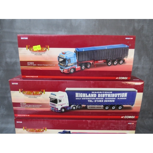 470 - FOUR BOXED CORGI 1:50 SCALE HAULIERS OF REKNOWN ARTICULATED LORRIES AND TRAILERS, to include DAF Hig... 