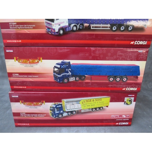 470 - FOUR BOXED CORGI 1:50 SCALE HAULIERS OF REKNOWN ARTICULATED LORRIES AND TRAILERS, to include DAF Hig... 