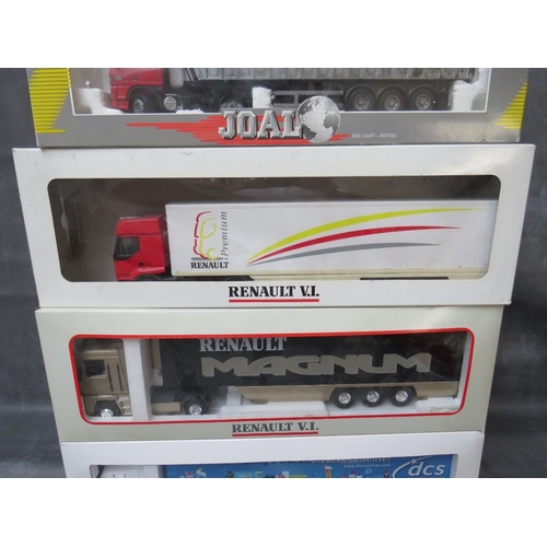 471 - FOUR BOXED ARTICULATED LORRIES AND TRAILERS, to include 1:43 scale Eligor MAN DCS Europe, 1:43 scale... 