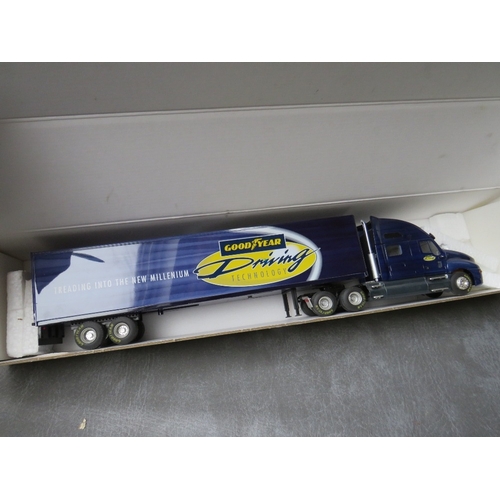 427 - A BOXED ELIGOR 1:43 SCALE GOODYEAR ARTICULATED LORRY AND TRAILER, boxed Meccano Mogul Army truck 328... 