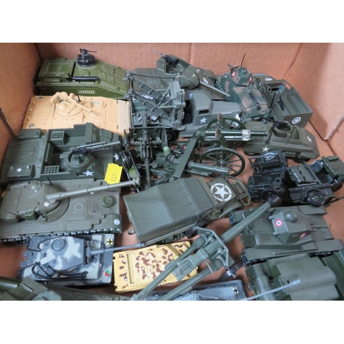 429 - TWO TRAYS OF DIE CAST MILITARY VEHICLES CONTAIING OVER FIFTY ITEMS, to include tanks, half tracks, g... 