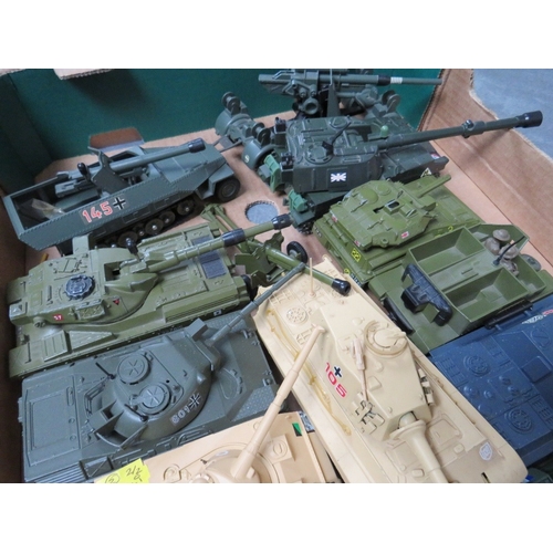 429 - TWO TRAYS OF DIE CAST MILITARY VEHICLES CONTAIING OVER FIFTY ITEMS, to include tanks, half tracks, g... 