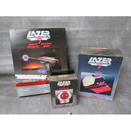 434 - THREE BOXED VINTAGE LAZER TAG ITEMS, to include Game Kit, Star Cap and Star Sensor, contents uncheck... 