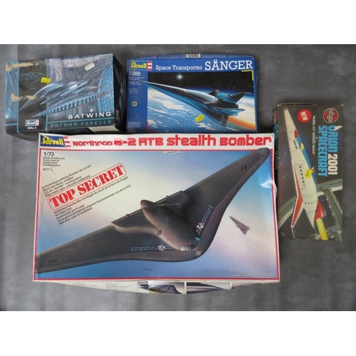 435 - FOUR BOXED MODEL KITS, to include Revell 1:72 scale BZATB Stealth Bomber, Airfix Orion 2001 Spacecra... 