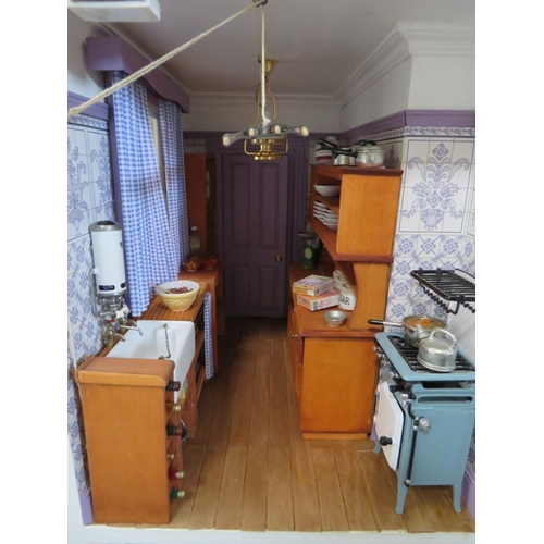 360 - AN EXCELLENT QUALITY ROTATING BASE DOLLS HOUSE, complete with fixed furniture, has shop frontage, H ... 