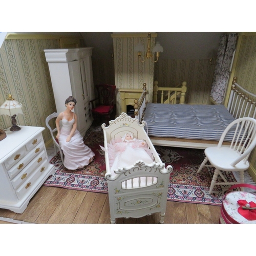 360 - AN EXCELLENT QUALITY ROTATING BASE DOLLS HOUSE, complete with fixed furniture, has shop frontage, H ... 