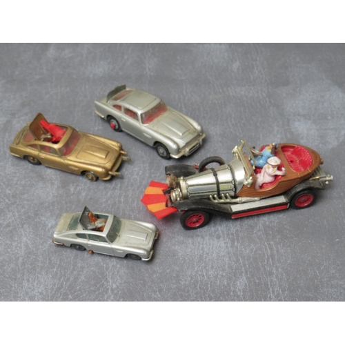 493 - A SMALL TRAY OF TV AND FILM RELATED UNBOXED DIE CAST VEHICLES, to include Dinky Thunderbirds Lady Pe... 