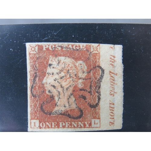 100 - QV FINE USED 1D RED, imperf, plate 16, full black mx marginal inscription