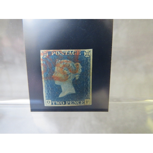 124 - QV USED 1840 2D BLUE, red mx 4 margins, lightly thinned