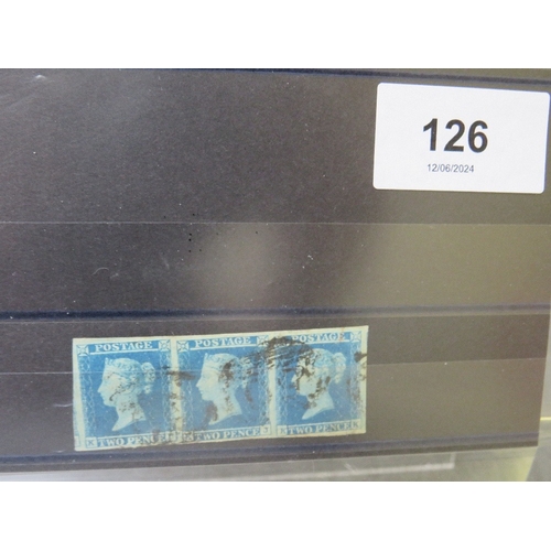 126 - QV NICE 4 MARGIN STRIP OF 1841 2D BLUES