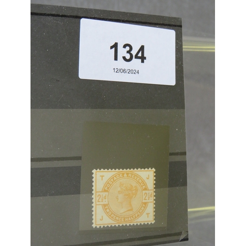 134 - QV MINT 1883-84 STAMP COMMITTEE 2 1/2D COLOUR TRIAL IN YELLOW, gummed paper, wmk crown