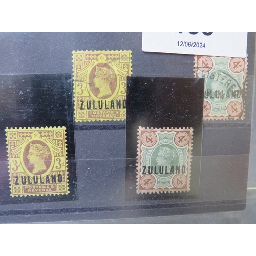 138 - QV MINT AND USED 2D BLUES, 3d yellows and 4d browns, 'ZULULAND' overprints