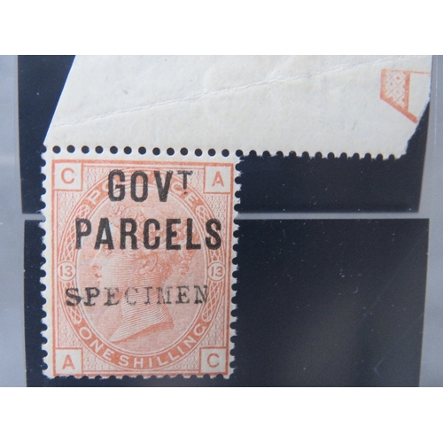 23 - QV MINT 1/ ORANGE, marginal 'SPECIMEN' overprint type 9 with GOVt PARCELS overprint